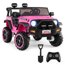 24V Dual-Seater Children's Electric Truck with Secure Doors, Remote Operation, Sound Horn & Music - Pink