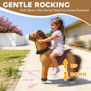 Soft Brown Plush Ride-On Pony with Wheels for Kids Ages 3-5