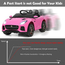 Honey Joy 12V Licensed Pink Jaguar F-Type SVR Kids Ride-On Car with MP3 and Lights