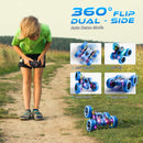 Zalneo 4WD 360° Flip Remote Control Stunt Car, Blue - 6.4 x 2.9 inches