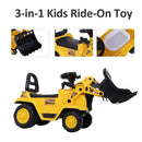 Yellow Ride-On Excavator Toy with Bucket, Horn, and Steering Wheel