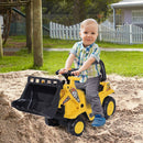 Yellow Ride-On Excavator Toy with Bucket, Horn, and Steering Wheel