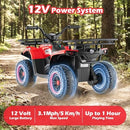 Red 12V Kids ATV Quad with Dual Speeds, Spring Suspension, LED Lights, and Music