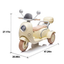 12V Dual Motor 2-Seater 3-Wheel Electric Motorcycle for Kids with Bluetooth, USB, and LED Trunk (Ages 3-6)