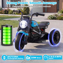 Blue 6V Children’s Motorcycle with Music, Storytelling, LED Lights, Accelerator Pedal, and Tri-Wheel Design