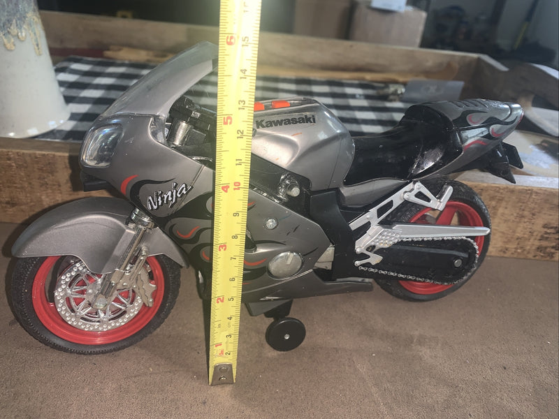 Silver and Black Kawasaki Ninja ZX-R10 Toy Motorcycle with Working Sound