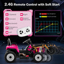 Electric Pink Road Roller Ride-On Tractor with Remote Control, LED Lights, and Music