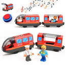 Large Battery-Powered Electric Train Set with Magnetic Locomotive for Wooden Tracks