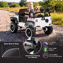 24V Dual-Seater Children's Electric Truck with Secure Doors, Remote Operation, Sound Horn & Music - White