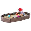 Oval Sand Box with Cover, 72 x 41.5 x 9.1 in, HDPE Sand Pit featuring 4 Corners