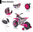 12V Kids' Rose Pink Motorcycle with Training Wheels