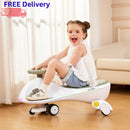 12V Electric Wiggle Ride-On Car for Kids with Quiet Motor, Dual Speeds, LED Lights, and Bluetooth