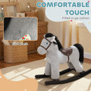 Gray Plush Rocking Horse Ride-On Toy with Realistic Neigh Sound