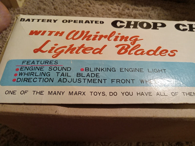 Working Vintage 1966 Battery-Operated Chop Chop Helicopter Toy with Original Box