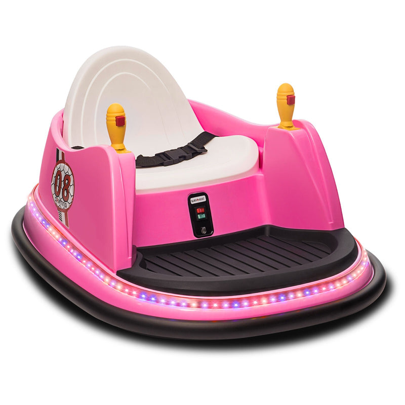 12V Kids Ride-On Bumper Car with Remote Control and 360° Spin Toddler Toy Pink