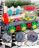 Electric Transparent Gear Train Toy Flashing Lights Music 360 Rotation Battery