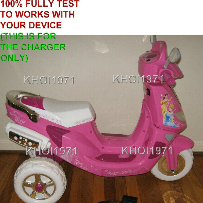 Pink AC Wall Charger Adapter for KT1004 Kid Trax Disney Princess Ride-On Scooter