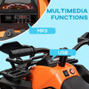 12V Electric Kids ATV Quad with LED Lights and Wide Wheels in Orange
