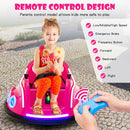 Pink 12V Remote Control Ride-On Bumper Car with Flashing LED Lights and Music
