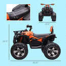 12V Electric Kids ATV Quad with LED Lights and Wide Wheels in Orange