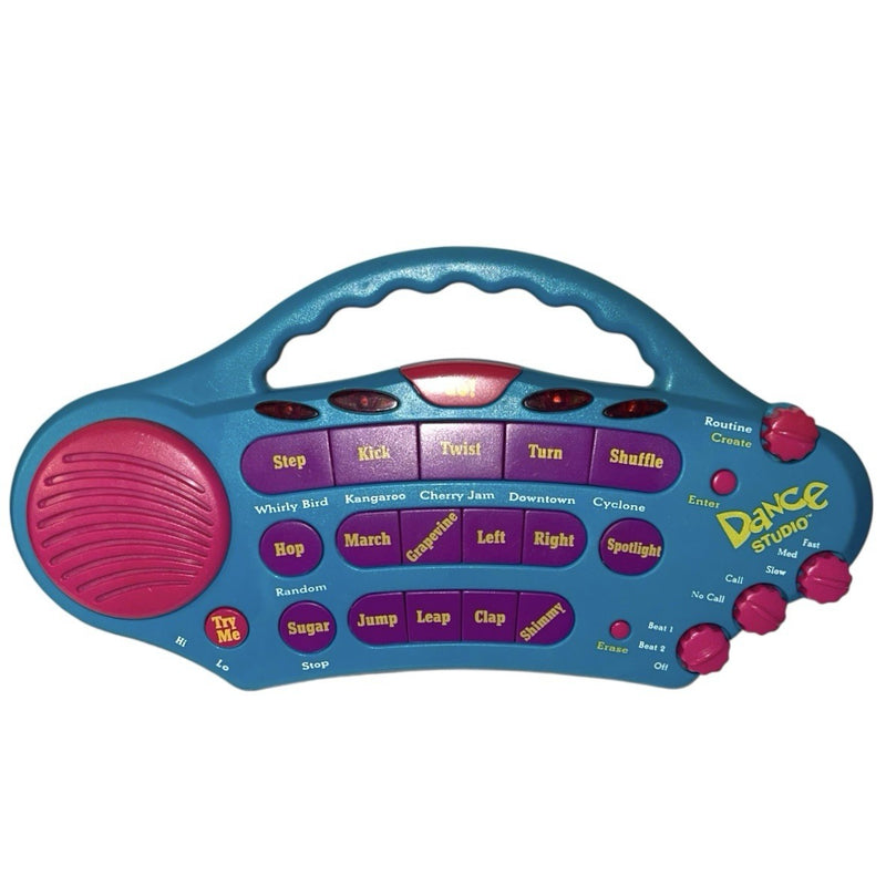 Girl Dance Studio Teacher with Vintage 90s Boombox and Music Sounds Toy