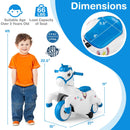 Costzon 12V Blue and White Ride-On Pony with Training Wheels