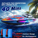 DEERC YK080 High-Speed RC Boat with 40+ Minutes Runtime and 7 LED Lighting Options