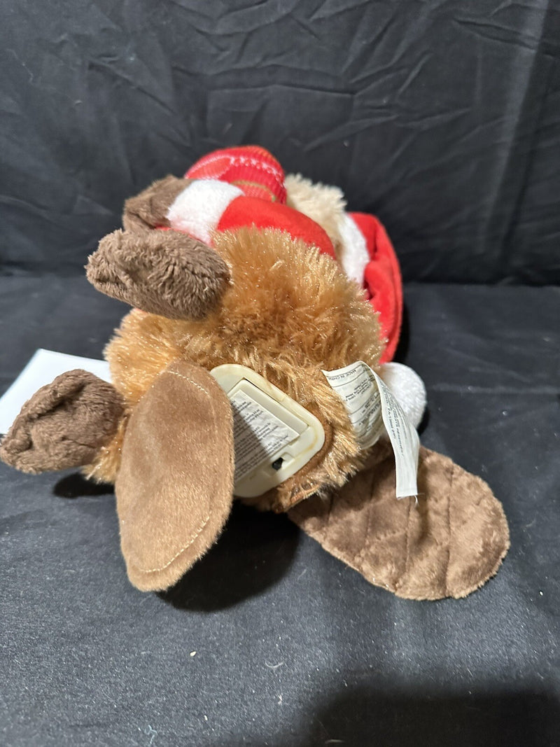 Holiday Animated Singing Beaver Christmas Deluxe Figurine