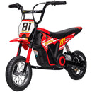 Children's 24V Electric Dirt Bike, 250W Motor, 9.9 MPH, 12-Inch Tires, Red