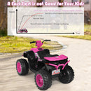 Pink 12V Electric Kids ATV Ride-On Car with LED Lights, Horn, Music, and USB