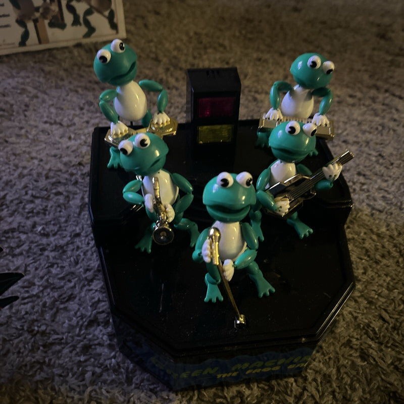 Vintage 1989 Green Machine Frog Band Toy with Working Lights, Sound-Nonresponsive