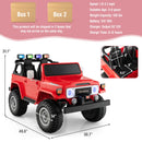 Red 12V Battery Operated 2-Seater Ride-On Car with 3-Point Seat Belts and Doors