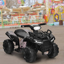 6V Black Electric ATV Quad Ride-On Car Toy for Kids with LED Lights and MP3