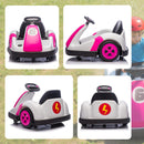 Qaba Pink Electric Bumper Car for Kids with Large Wheels