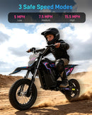 QWAYQ 36V Kids Electric Dirt Bike, 700W Peak Power, 15.5 MPH, 13.7 Mile Range