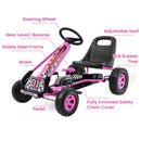 Honeyjoy Pink Pedal Go Kart for Kids with Adjustable Seat and Four Wheels