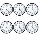 Collection of 6 Black 10" Silent Wall Clocks with Battery Operation