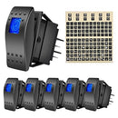 Set of 6 Blue 12V Rocker Switches 4Pin SPST 20A/12V 10A/24V ON/OFF