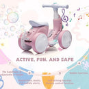 WANGWANGWANG Pink 6V Electric Balance Bike with 4 Wheels and Remote Control