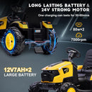 24V Kids 3-in-1 Ride-On Tractor, Excavator, and Bulldozer with Remote Control and Trailer