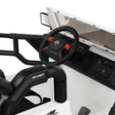 White 12V Kids Ride-On Truck with 3 Speeds, Remote Control, MP3, LED Lights, USB, and Cover