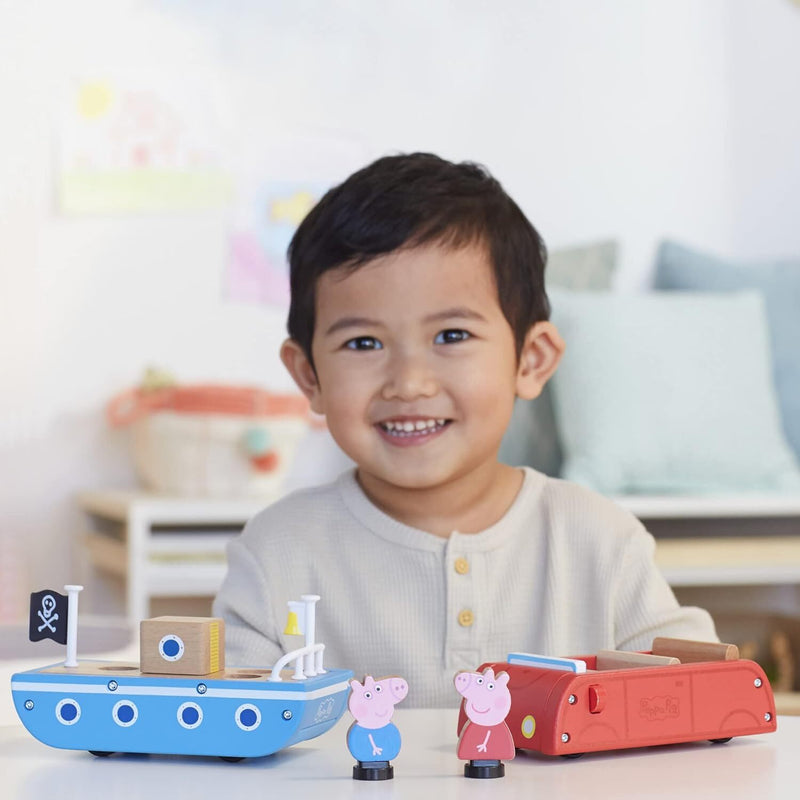 Wooden Cars and Boats Toy Set for Children Over 2 Years