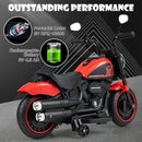 6V Electric Kids Motorcycle with Training Wheels, LED Lights, and Music - Red