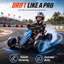 Qaba 24V Blue Electric Drift Go Kart with Dual Motors for Kids Aged 6 and Up