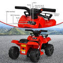 6V Electric Ride-On ATV Quad Toy for Toddlers with LED Lights and MP3 - Red