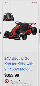 24V Electric Ride-On Go-Kart for Kids Aged 4-7 in Red/Black