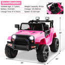 12V Pink Electric Ride-On Truck with Remote Control, Music, and Lights for Kids