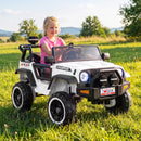 24V Dual-Seater Kids Electric Truck with Doors, Remote Control, Horn, and Music - White
