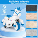 Costzon 12V Blue and White Ride-On Pony with Training Wheels