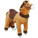 Soft Brown Plush Ride-On Pony with Wheels for Kids Ages 3-5